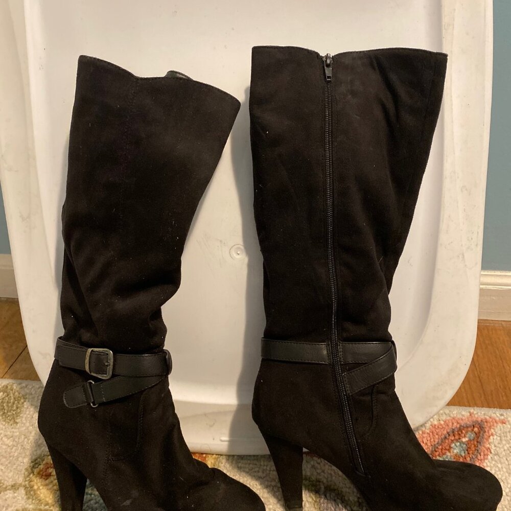 ECCO Shape 75 Tall Boot High Cut Zip, Black Heels - Size 7